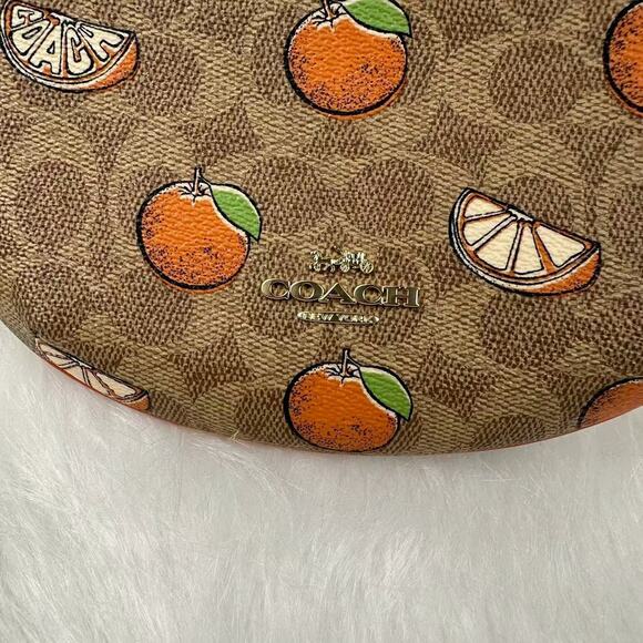 Coach Mini Payton Bag In Signature Canvas With Orange Print In Tan CBA78 NWT - Picture 9 of 9